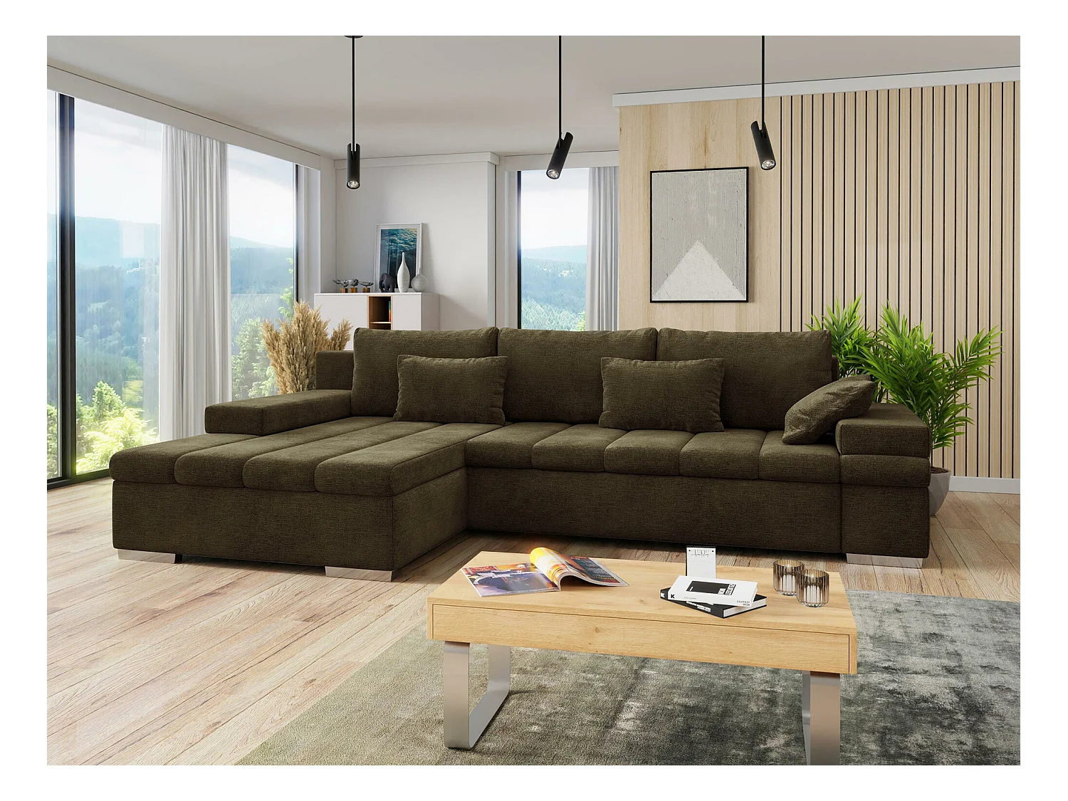 Divano angolare Comfivo 169, Marrone, Con, 310x175x83cm