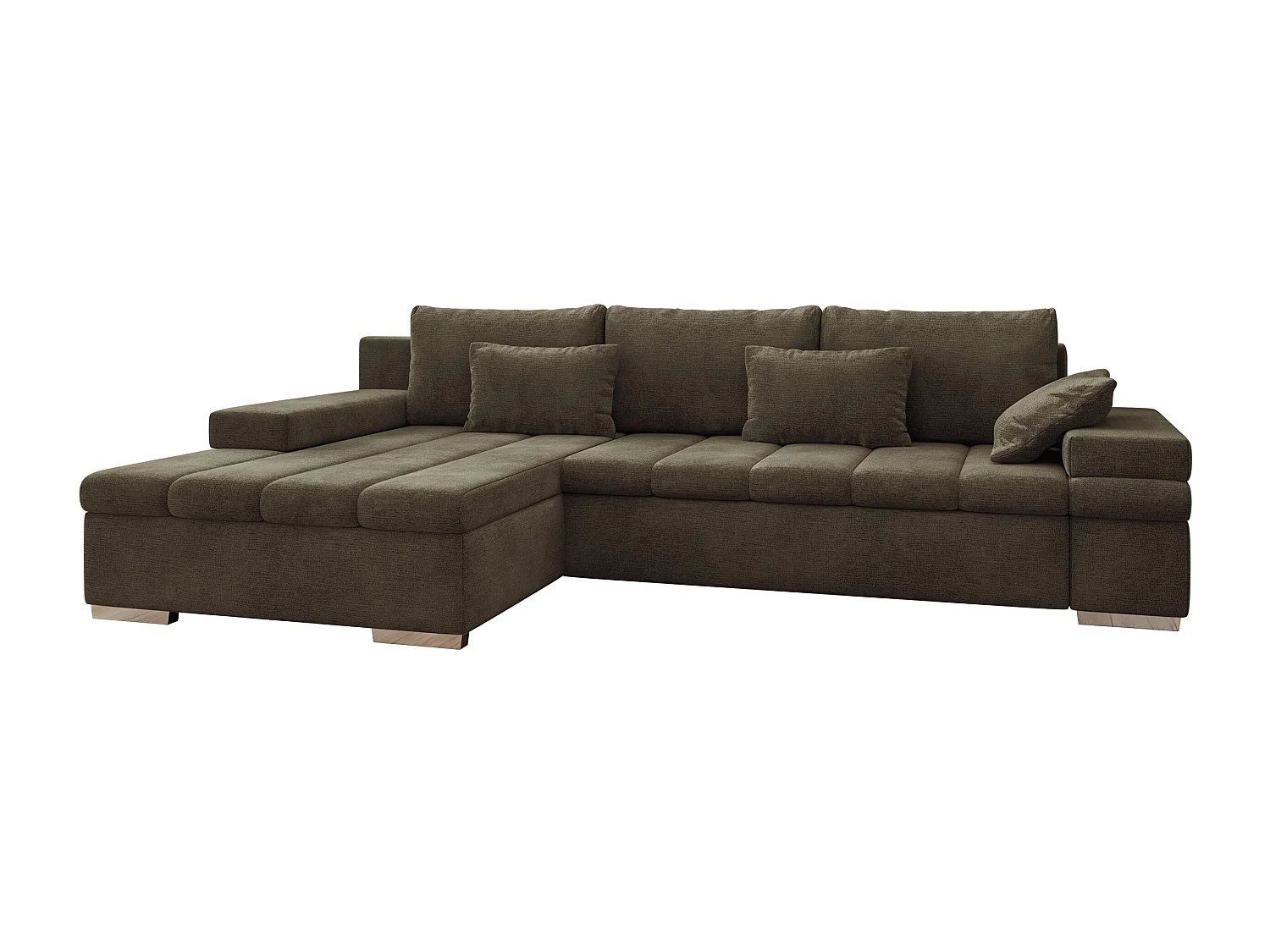 Sofá rinconero Comfivo Olivetum II, Marrón, Función de descanso, Almacenaje, 310x175x83cm