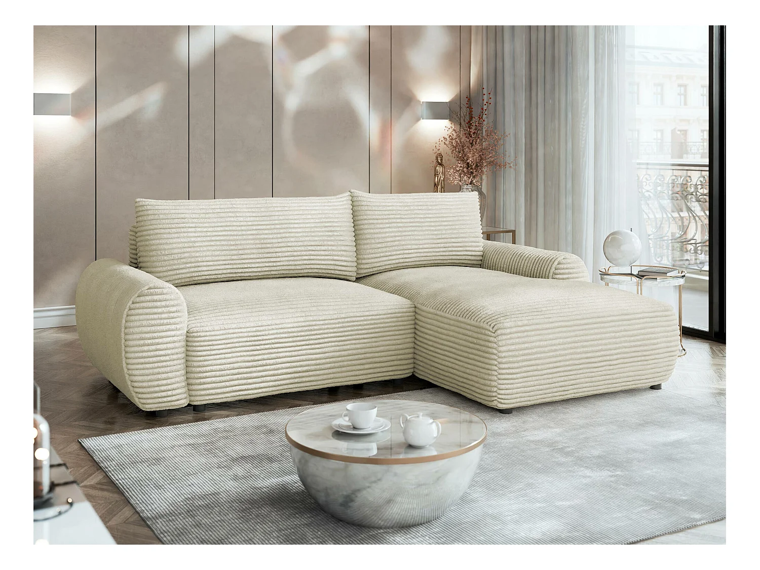 Divano angolare TrendyNest 103, Nocciola, Con, 267x177x93cm