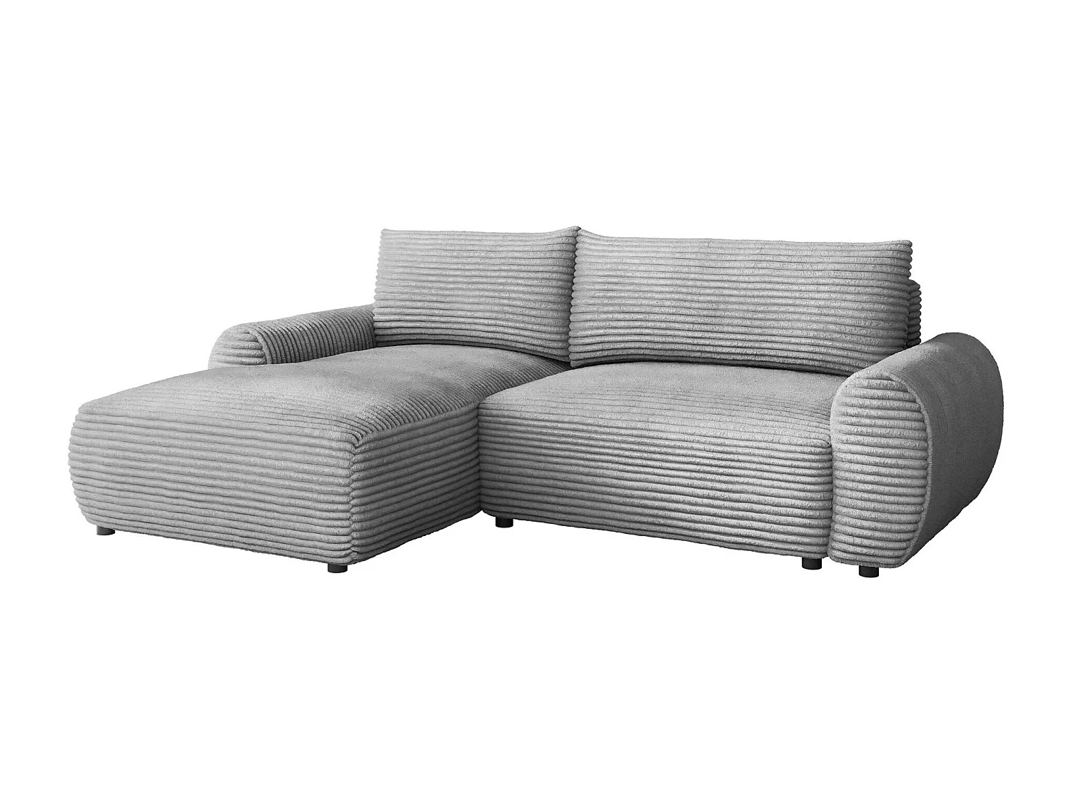 Canapé d'angle TrendyNest 103, Gris, Fonction de couchage, Boîte de literie, 267x177x93cm