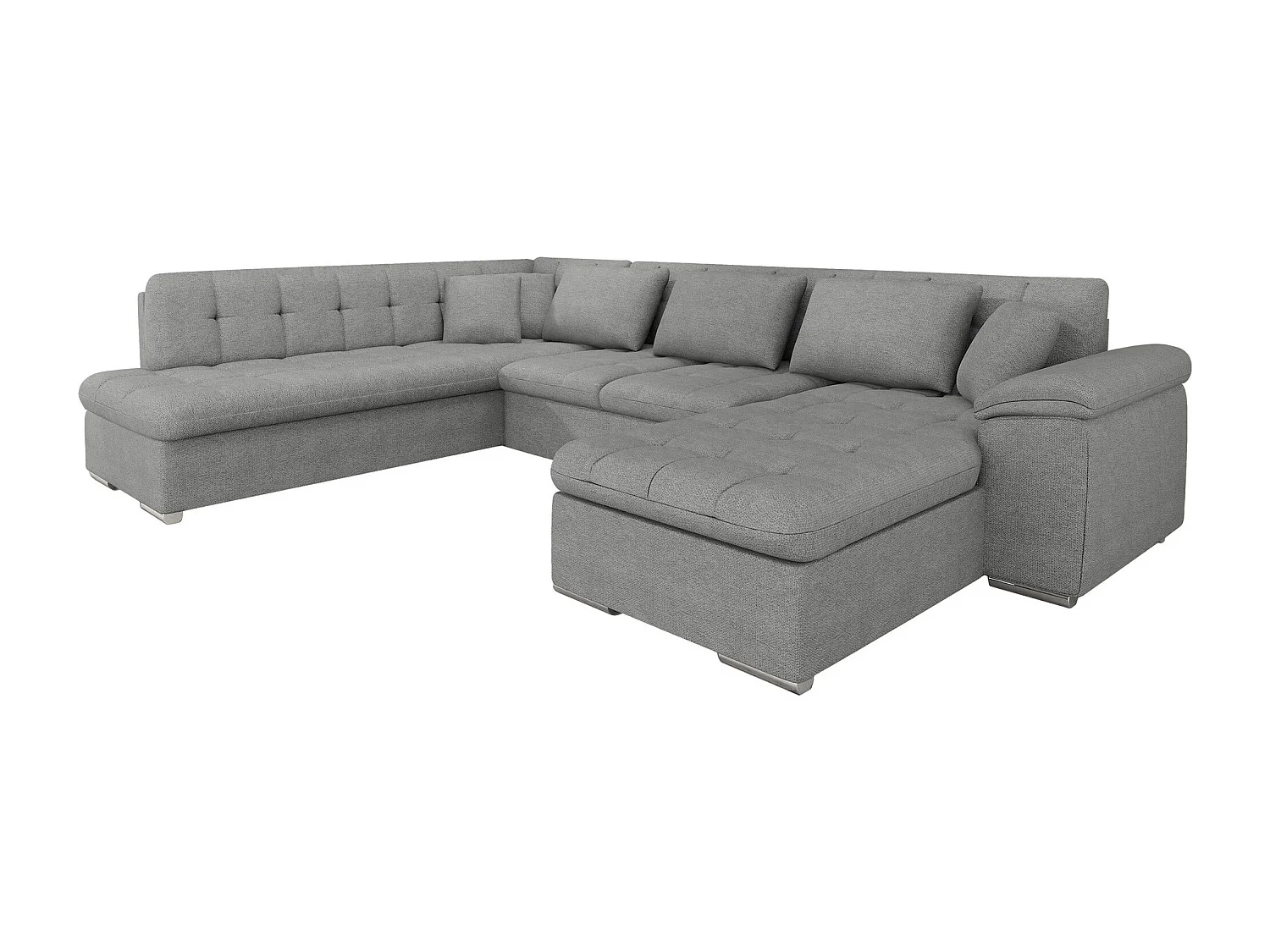 Sofá rinconero Comfivo 114, Gris, Función de descanso, Almacenaje, 348x205x76cm