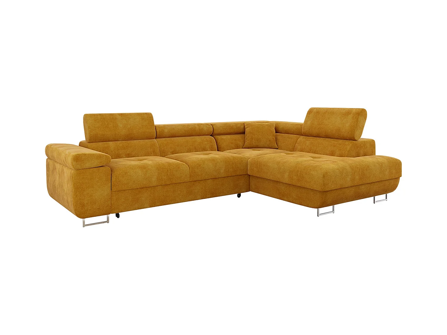 Sofá rinconero Comfivo Eliferu 100, Amarillo, Función de descanso, Almacenaje, 274x203cm