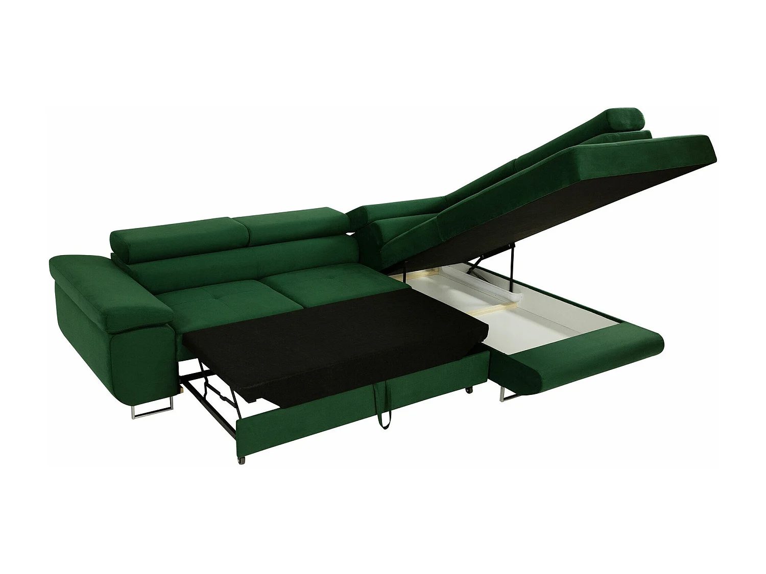 Sofá rinconero Comfivo Eliferu 100, Amarillo, Función de descanso, Almacenaje, 274x203cm