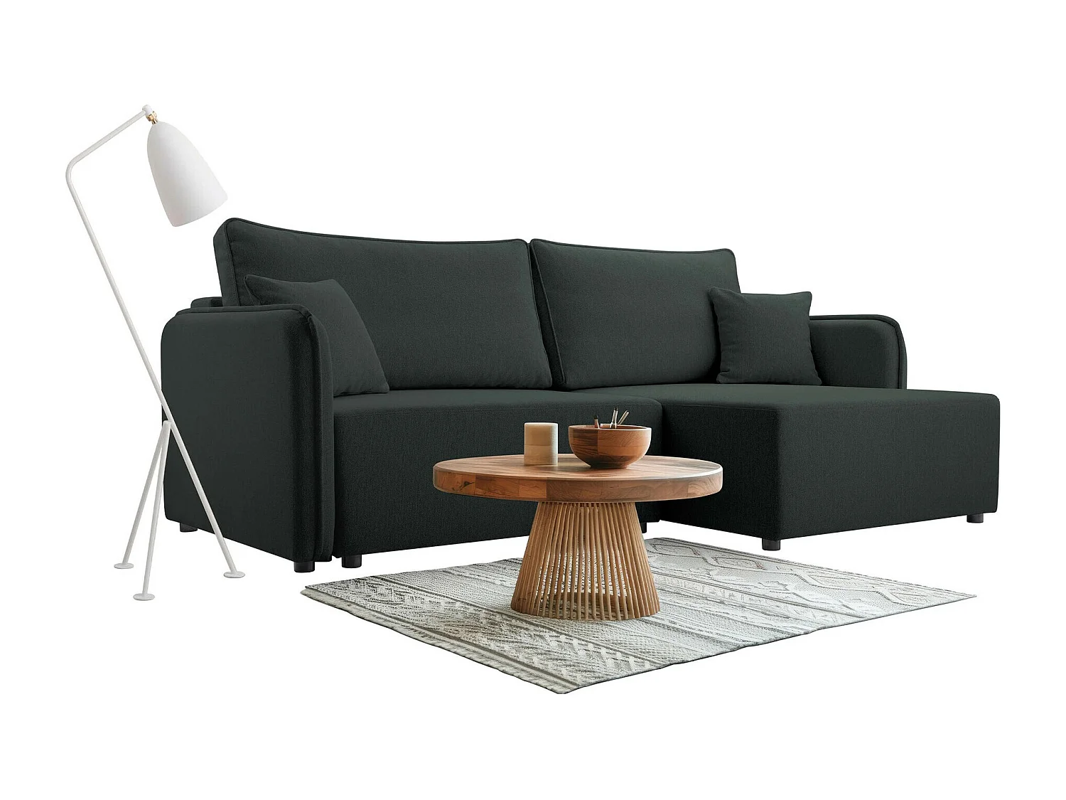 Sofá de canto TrendyNest 111, Cinzento, Funcionalidade de dormir