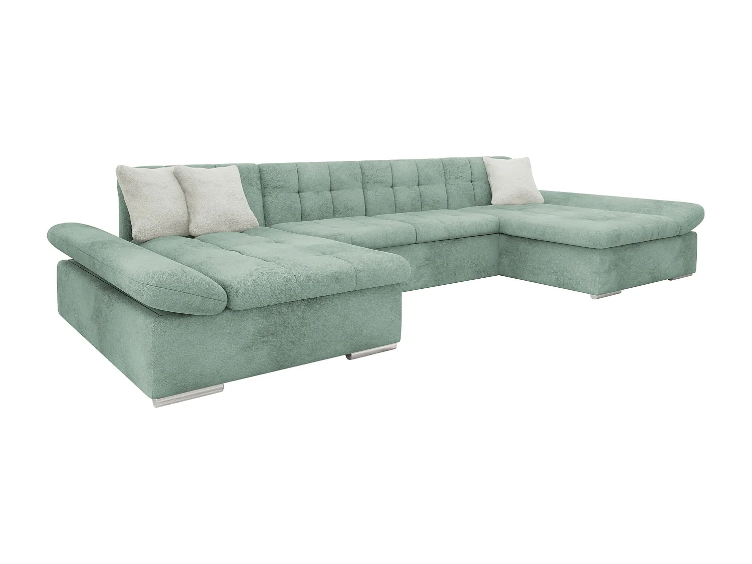 Sofá rinconero Comfivo 240, Turquesa, Función de descanso, Almacenaje, 360x160x75cm