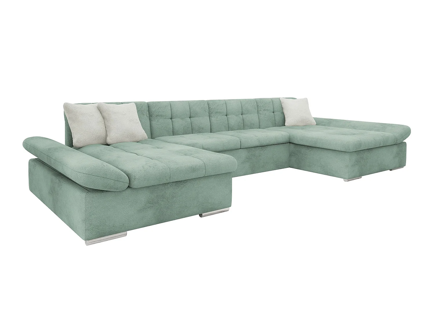 Canapé d'angle convertible 3 places en tissu turquoise