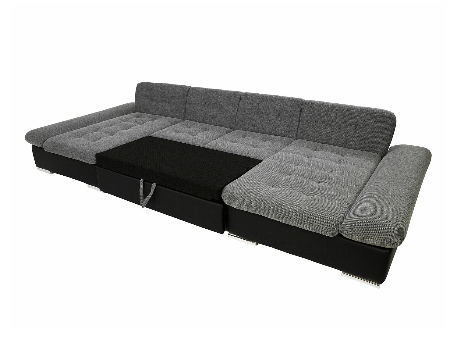 Canapé d'angle convertible 3 places en tissu turquoise