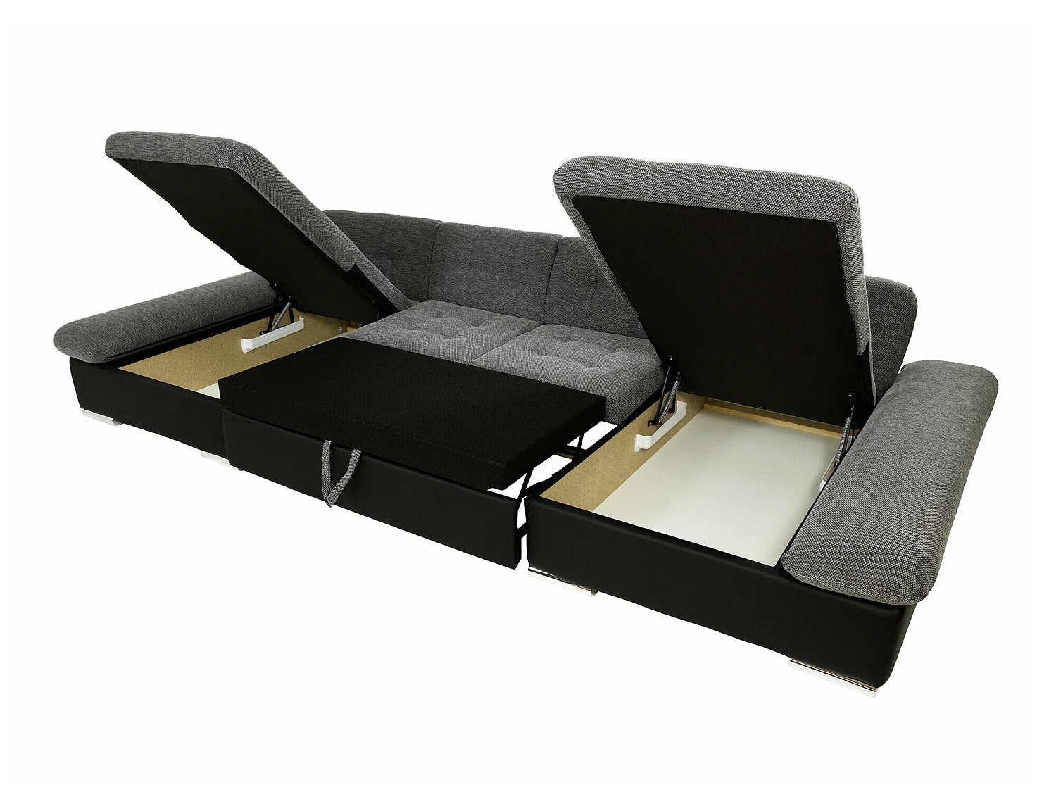 Canapé d'angle convertible 3 places en tissu turquoise