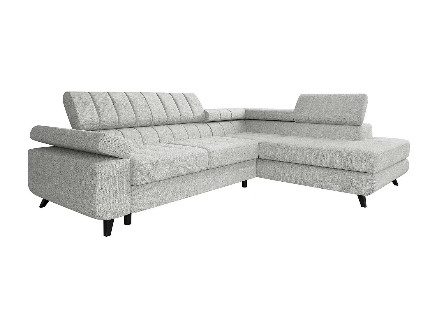 Sofá rinconero Comfivo 207, Gris, Función de descanso, Almacenaje, 264x203x73cm