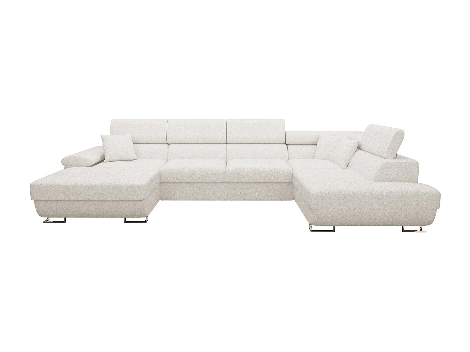 Sofá rinconero Comfivo Ruta V, Blanco, Función de descanso, Almacenaje, 345x202x71cm
