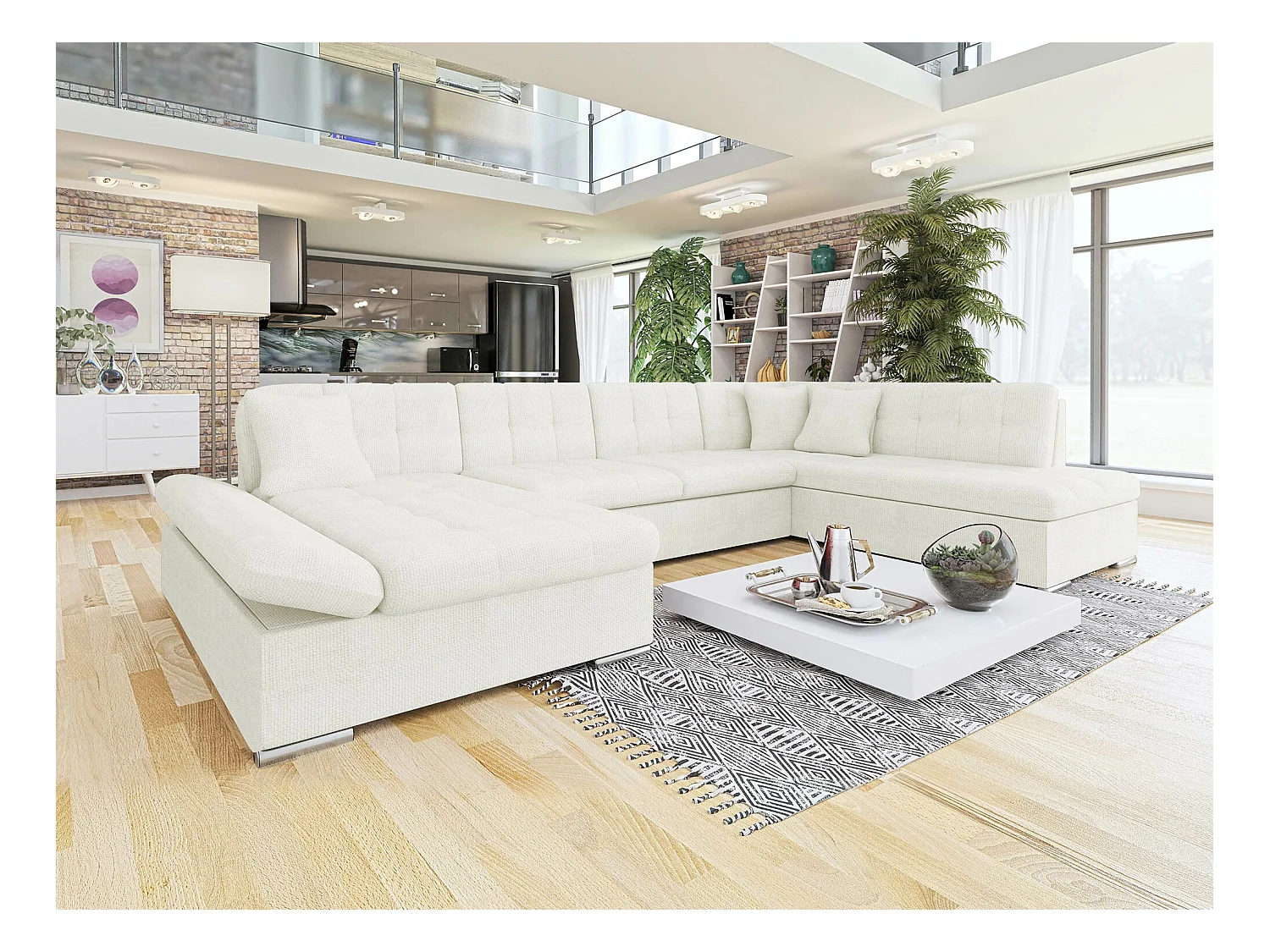 Divano angolare Comfivo 150, Nocciola, Con, 345x205x76cm