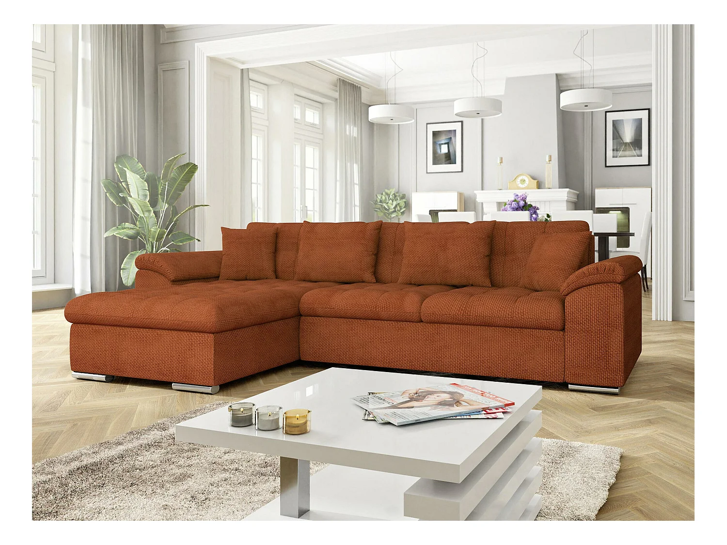 Divano angolare Comfivo 107, Marrone, Con, 280x160x76cm