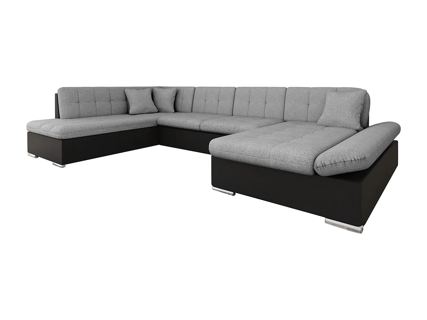 Sofá rinconero Comfivo 150, Gris, Función de descanso, Almacenaje, 345x205x76cm