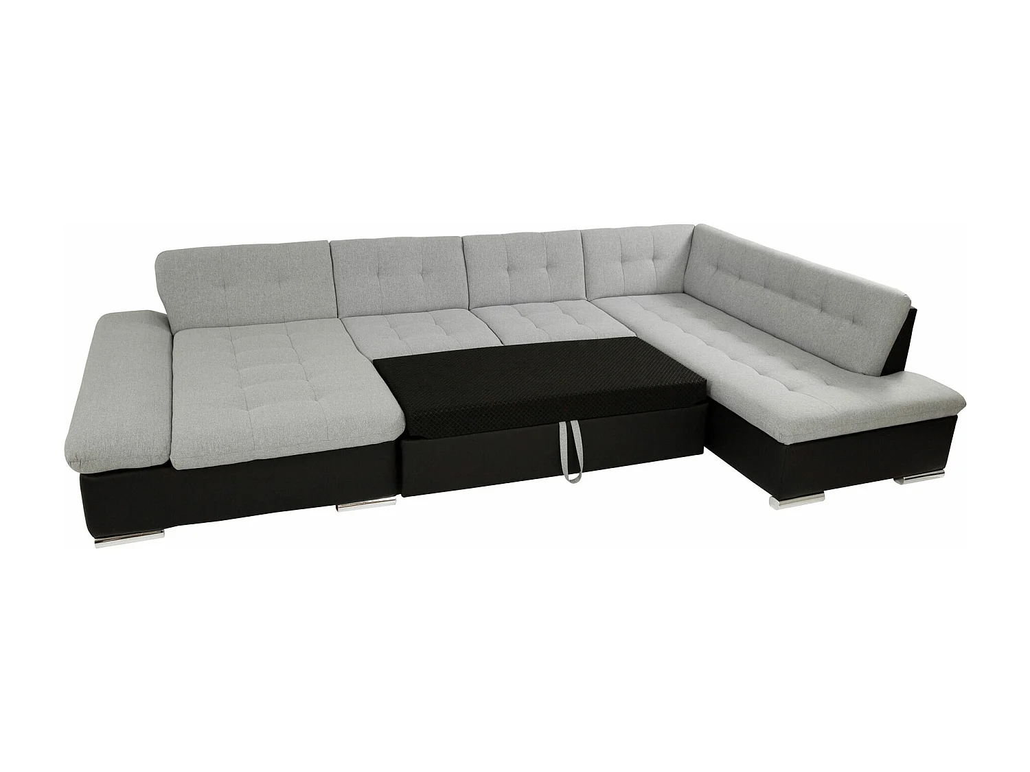 Sofá rinconero Comfivo 150, Gris, Función de descanso, Almacenaje, 345x205x76cm