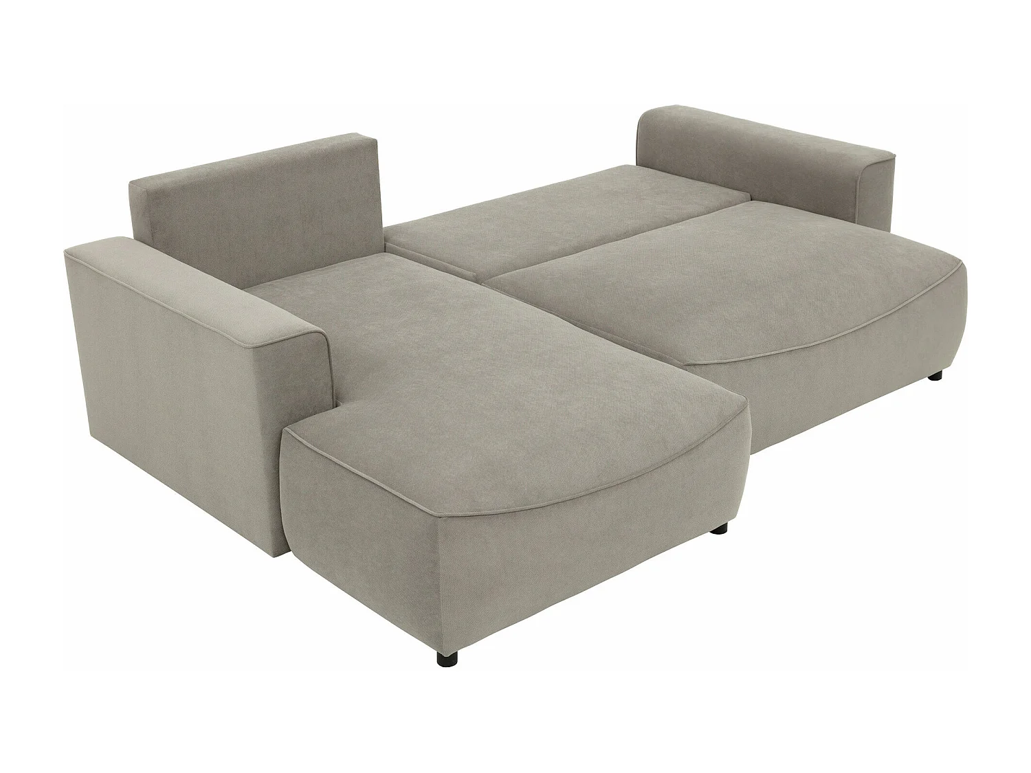 Canapé d'angle TrendyNest 105, Brun clair, Fonction de couchage, Boîte de literie, 255cm