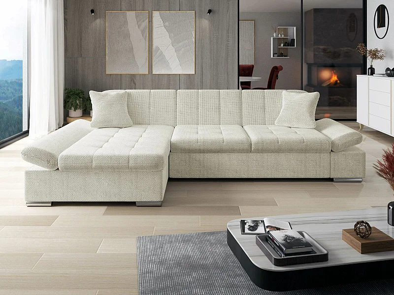 Canapé d'angle Comfivo 219, Brun clair, 278x161x76cm