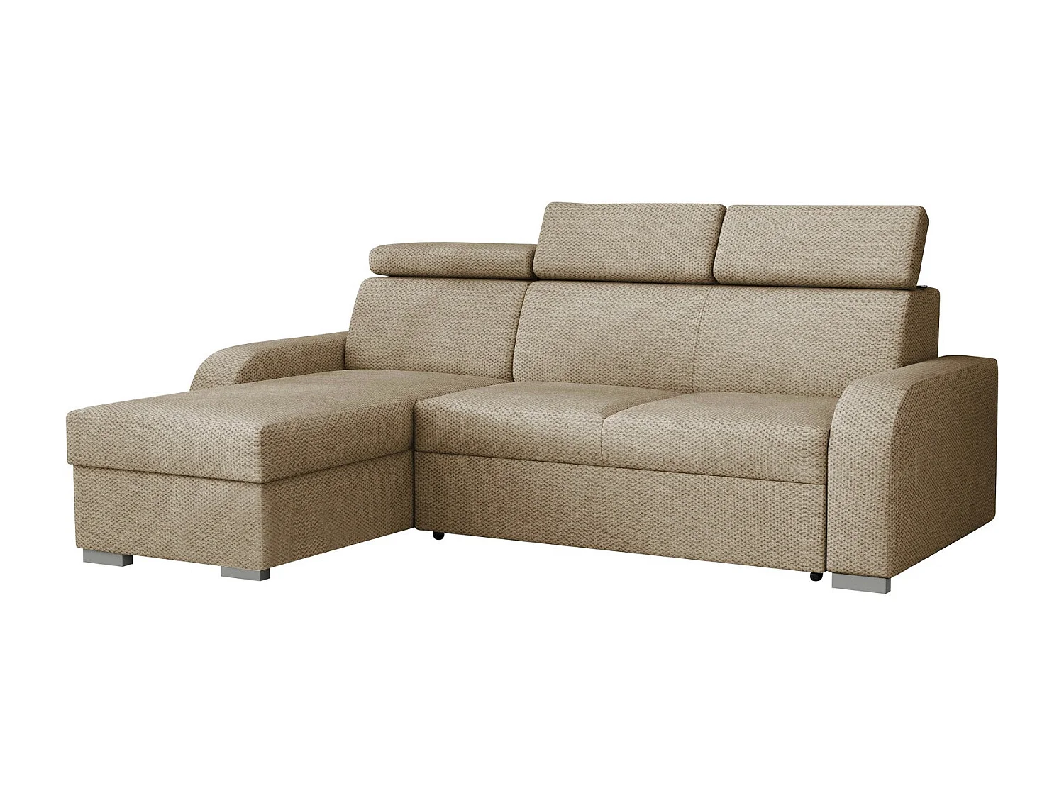 Sofá de canto Etrcala 100, Castanho claro, Funcionalidade de dormir