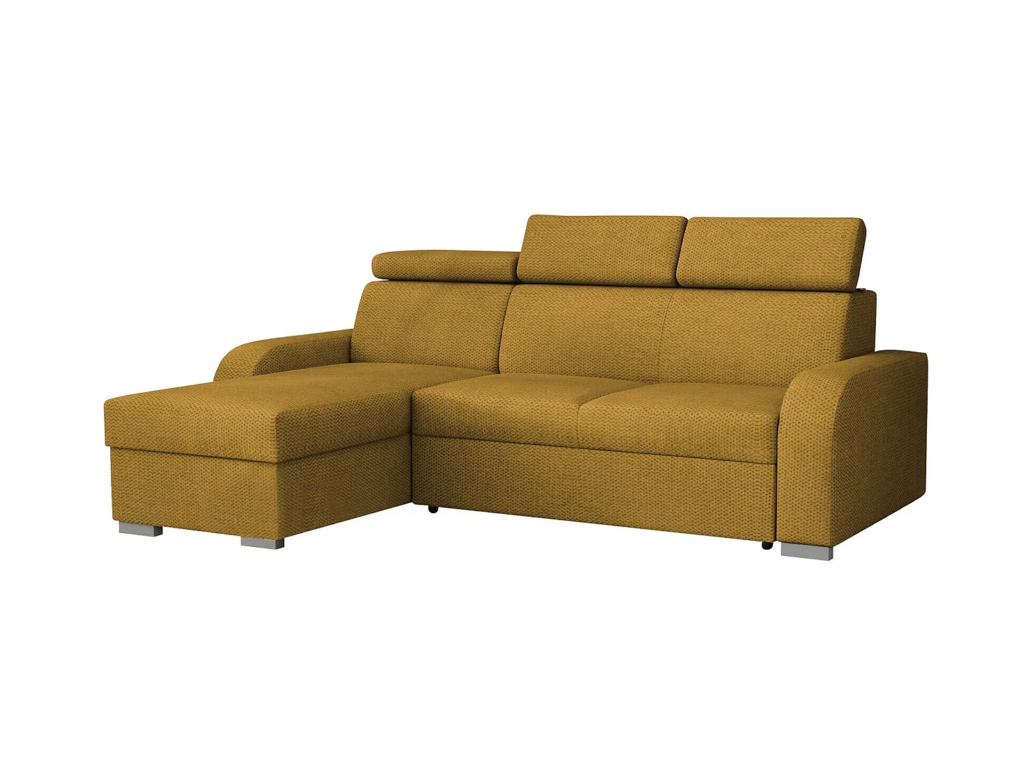 Canapé d'angle Etrcala 100, Jaune, Fonction de couchage, Boîte de literie, 235x170x85cm