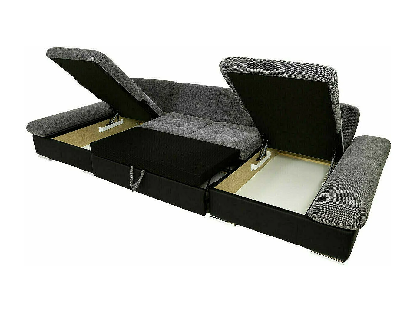 Sofá rinconero Comfivo 155, De color marrón claro, Función de descanso, Almacenaje, 360cm