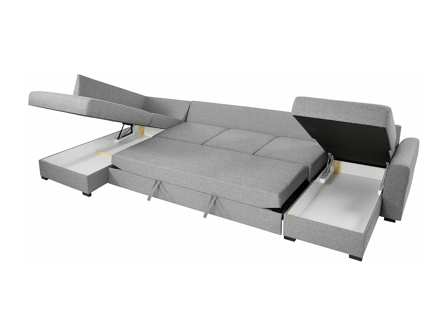 Sofá rinconero Comfivo 261, Gris, Función de descanso, Almacenaje, 305x188x85cm