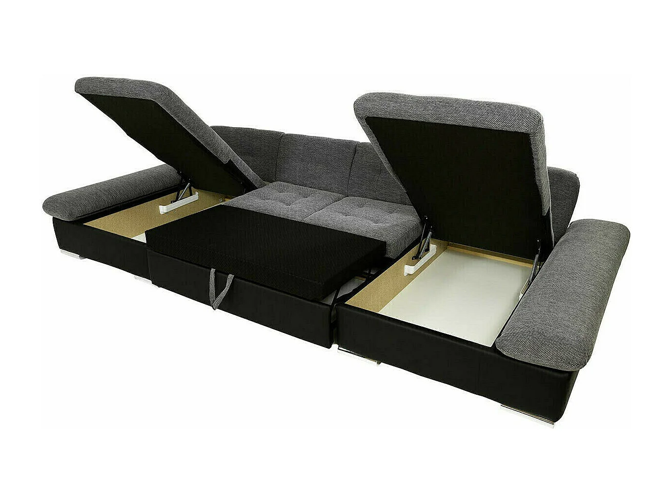 Sofá rinconero Comfivo 155, Gris, Función de descanso, Almacenaje, 360x160x75cm