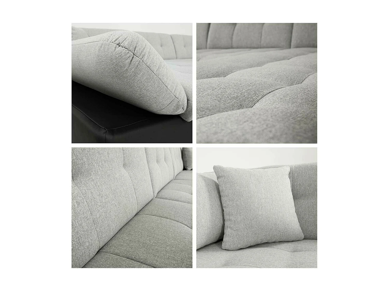 Sofá rinconero Comfivo 150, Gris, Función de descanso, Almacenaje, 345x205x76cm