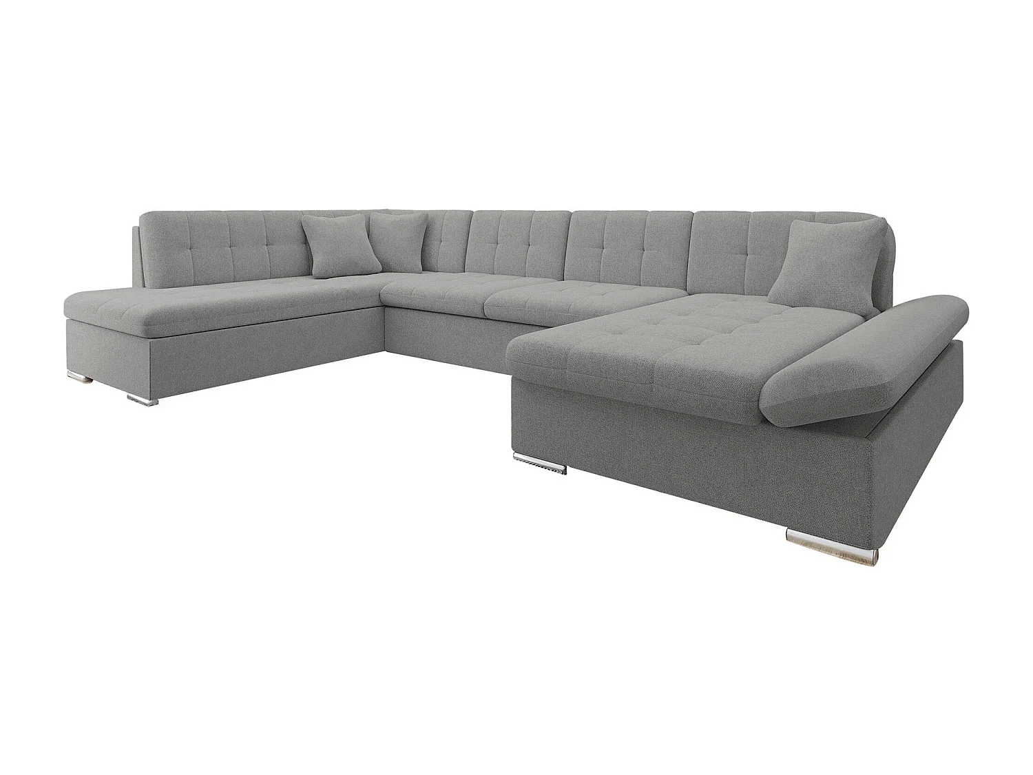 Sofá rinconero Comfivo 150, Gris, Función de descanso, Almacenaje, 345x205x76cm