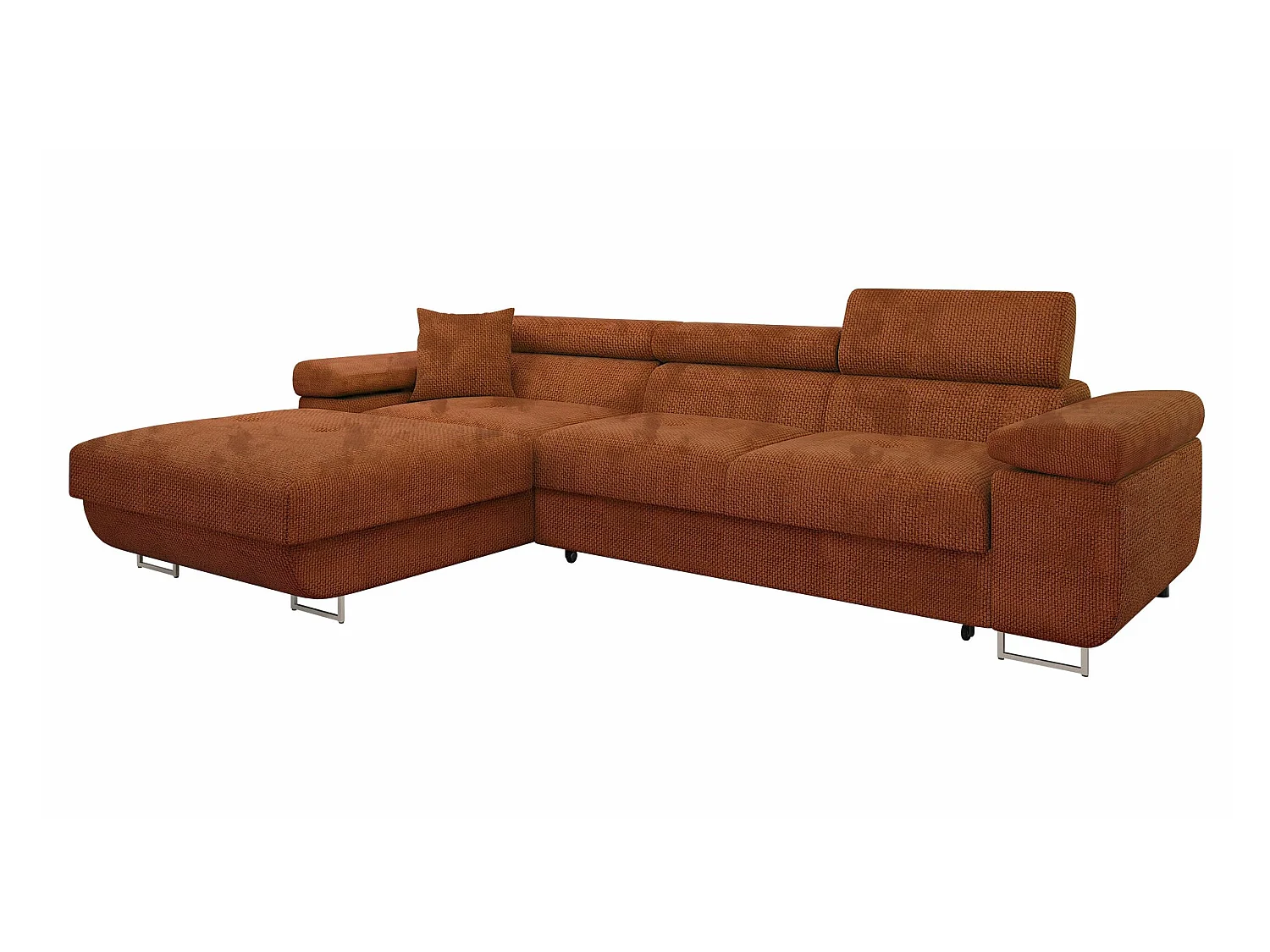 Canapé d'angle convertible 3 places en tissu rouge 280x170x70 cm