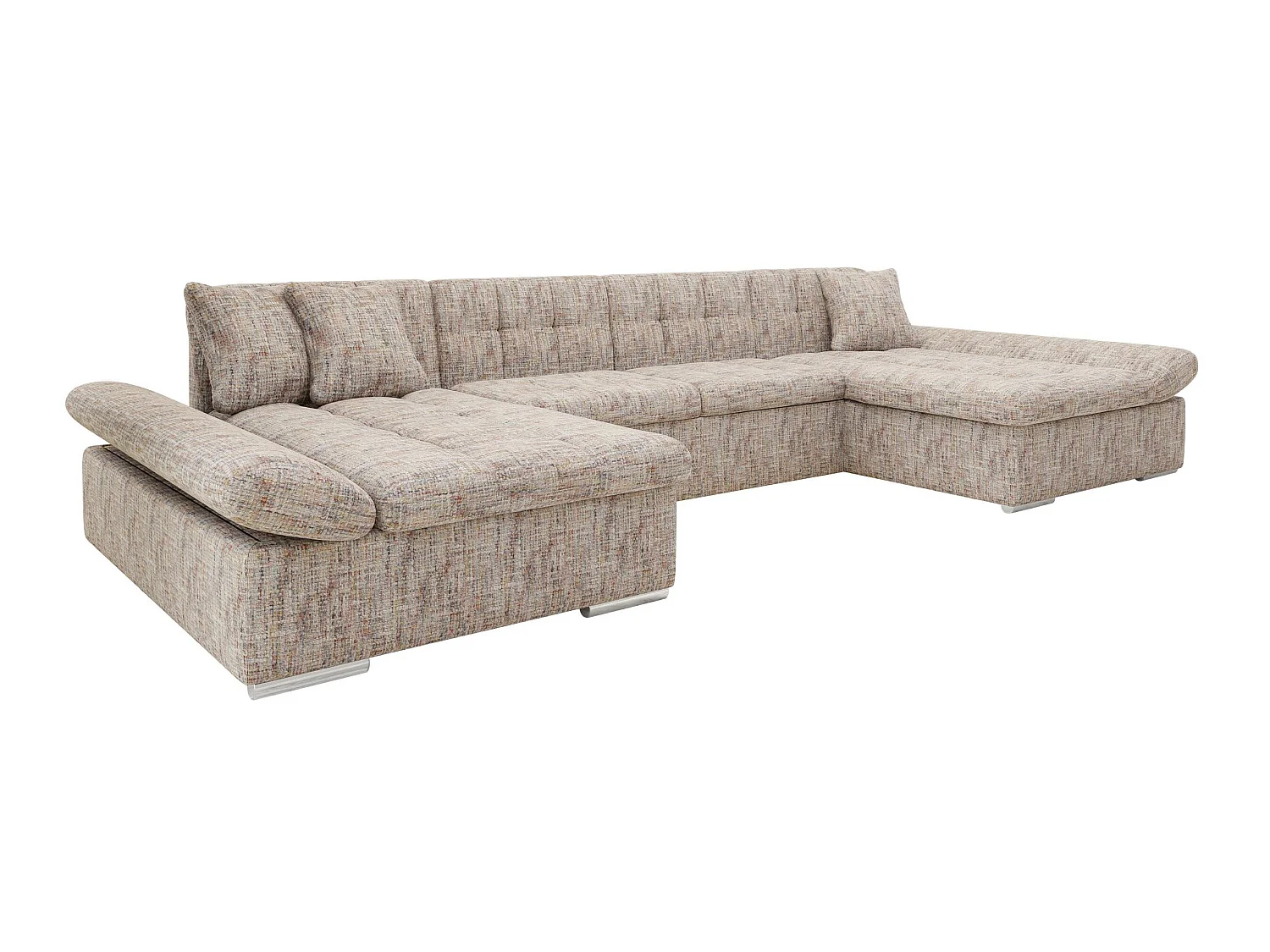 Canapé d'angle convertible 3 places en tissu brun 360x160x75 cm