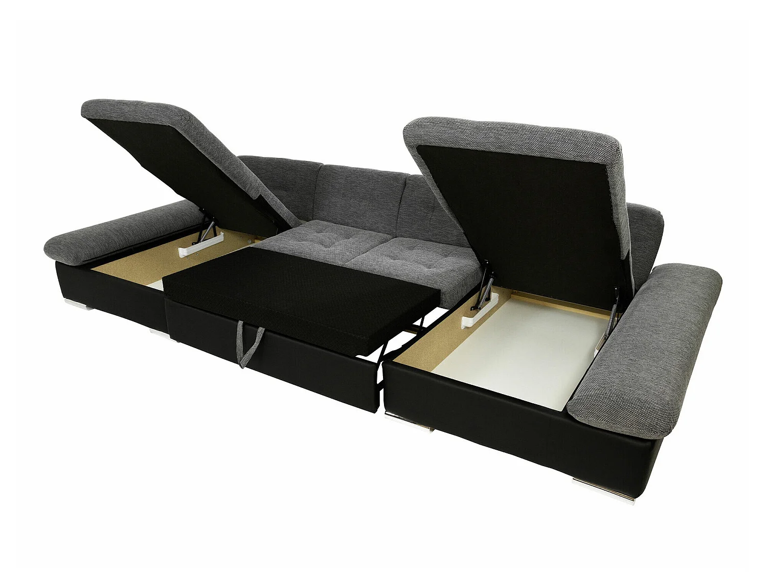 Canapé d'angle convertible 3 places en tissu brun 360x160x75 cm