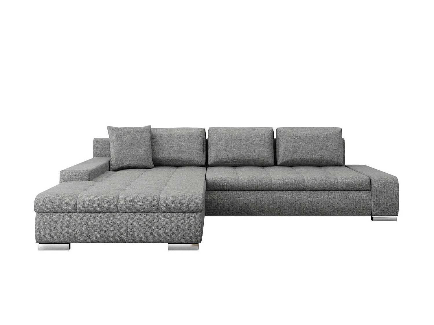 Canapé d'angle convertible 3 places en tissu gris