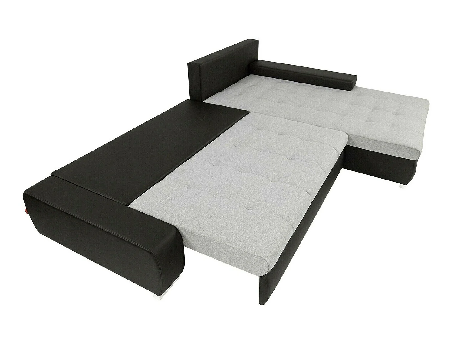 Canapé d'angle convertible 3 places en tissu gris