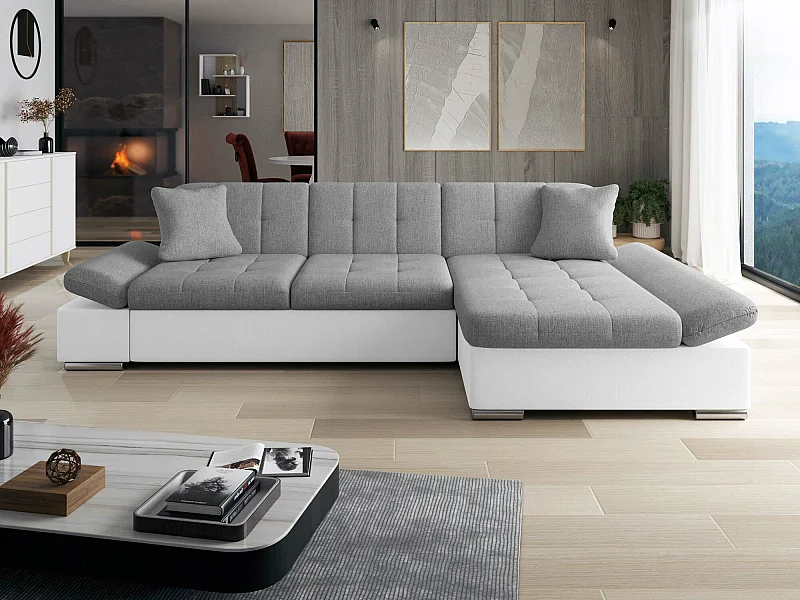 Sofá rinconero Comfivo 219, Gris, 278x161x76cm