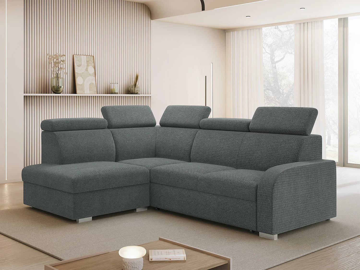 Canapé d'angle Ovos II, Gris, Disponible, 250x200x85cm