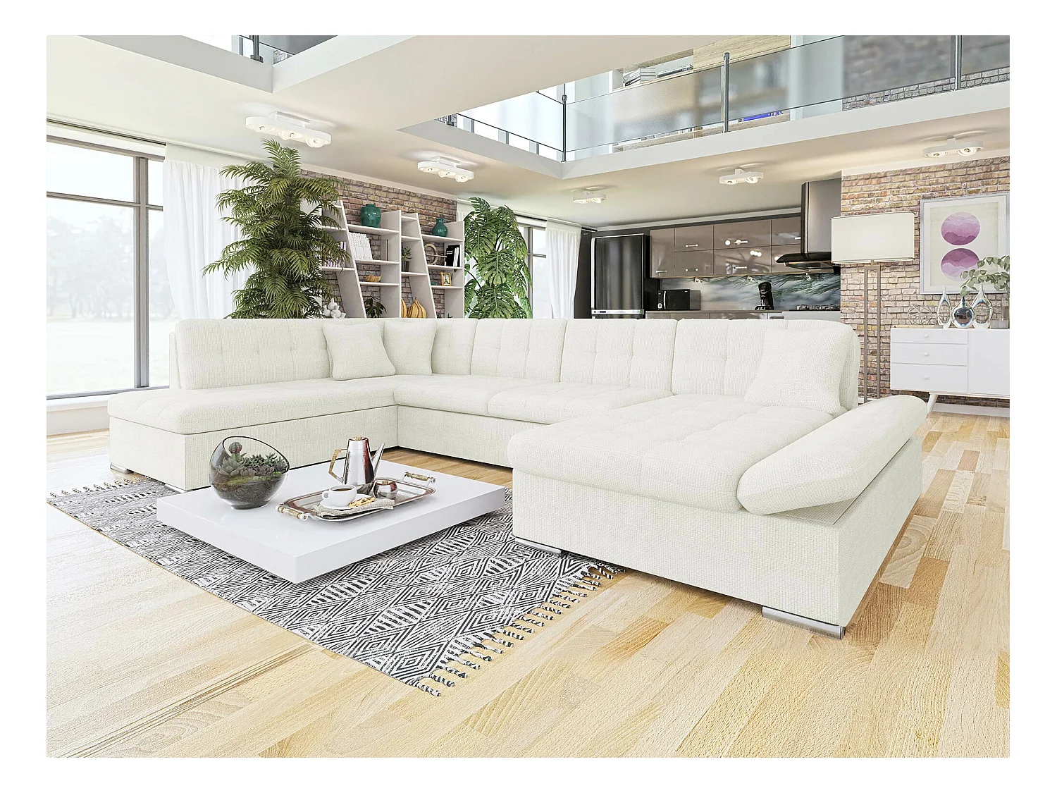 Divano angolare Comfivo 150, Nocciola, Con, 345x205x76cm