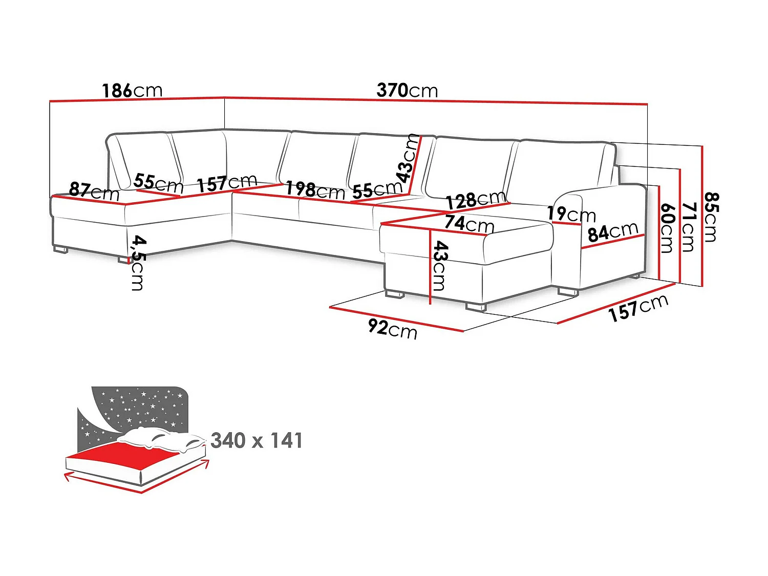 Canapé d'angle Comfivo Flumen I, Jaune, Disponible, 370x186x85cm