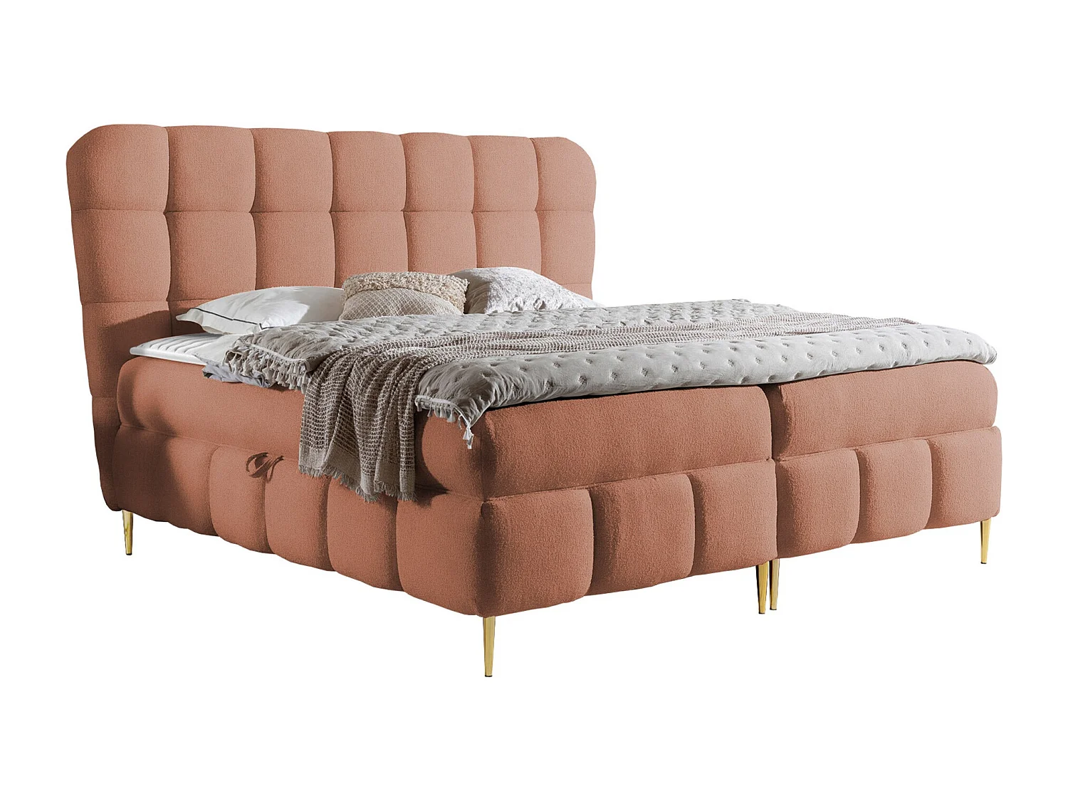 Cama continental Baltimore 195, Continental, Doble, Rosa, 180x200, Tapiz, Somieres, 204cm