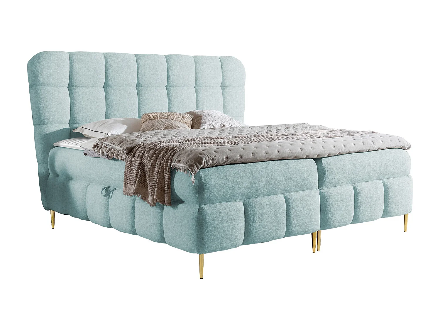 Cama continental Baltimore 195, Continental, Azul, Tecido, 20x21x12cm