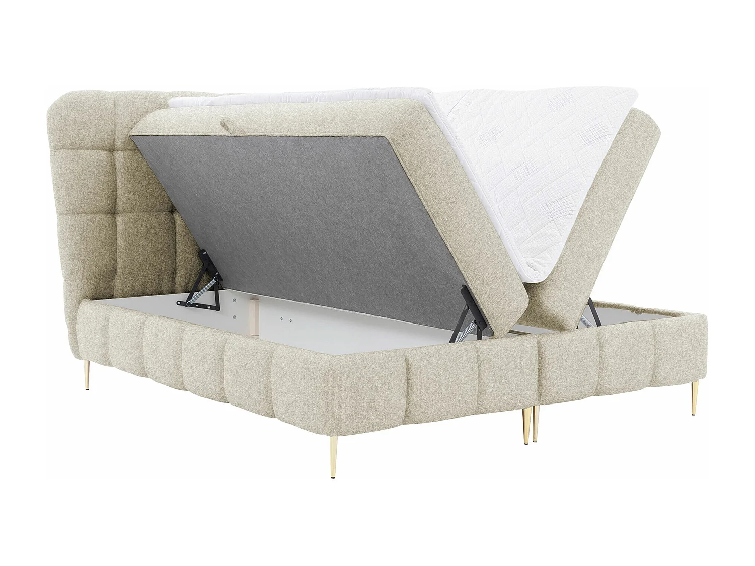 Cama continental Baltimore 195, Continental, Cinzento, Tecido