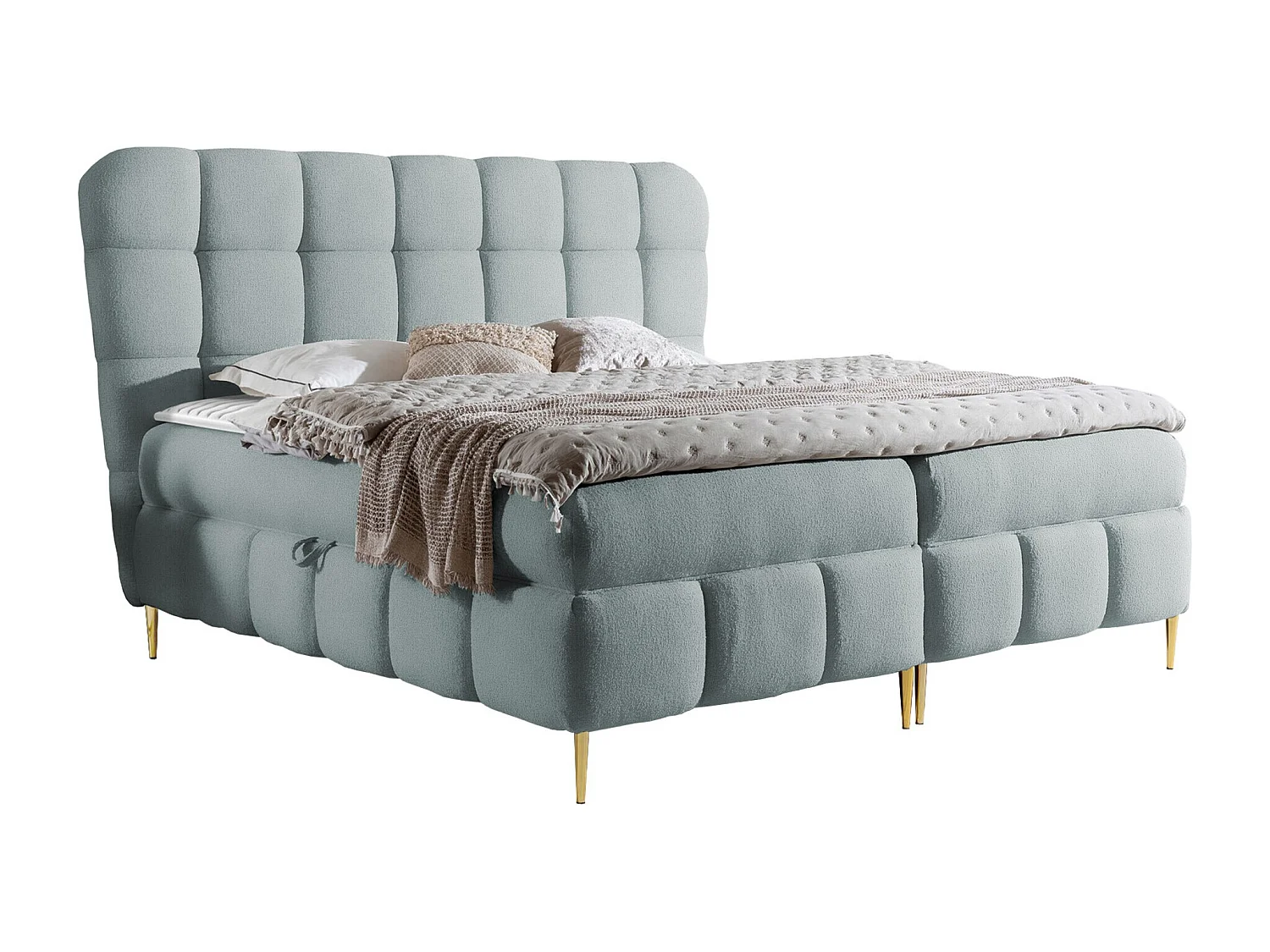 Cama continental Baltimore 195, Continental, Doble, Gris, 180x200, Tapiz, Somieres, 204cm