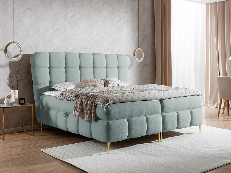 Cama continental Baltimore 195, Continental, Doble, Gris, 180x200, Tapiz, Somieres, 204cm