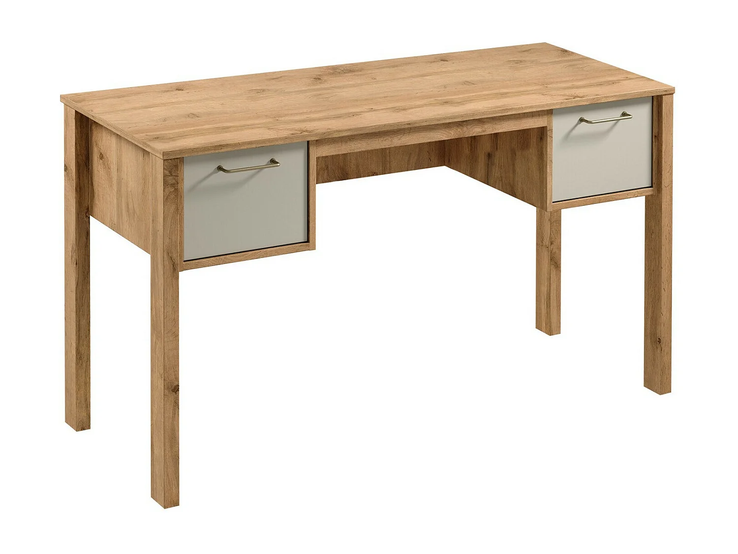 Scrivania da ufficio Venmelu 100, Con cassetti, 75x138x53cm, Quercia di Wotan|Beige