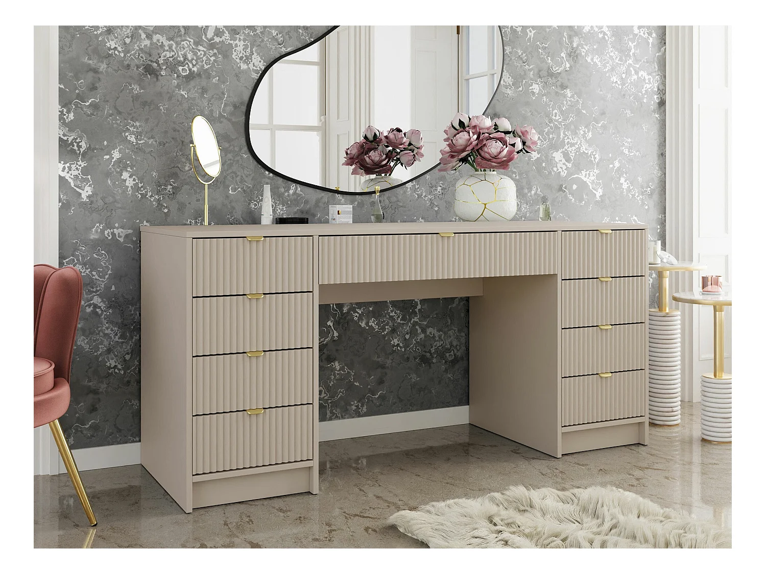 Bureau Comfivo Larmire 110, Avec tiroirs, 76x154x55cm, Beige