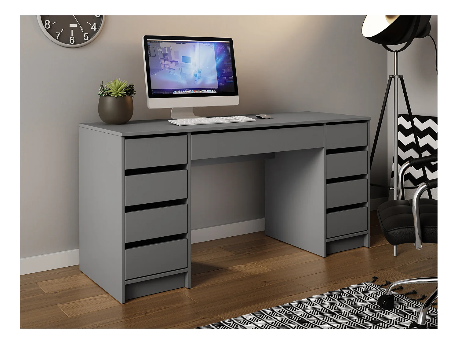 Bureau Comfivo 401, Avec tiroirs, 76x154x55cm, Anthracite