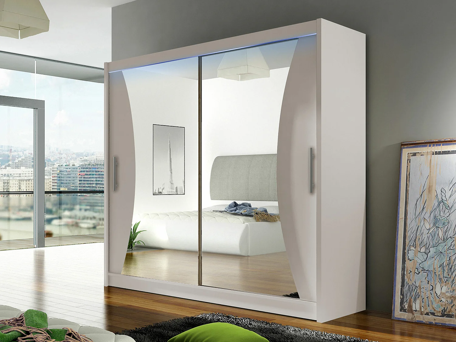 Guardaroba Closico 124, Cachemire, 215x180x57cm, Porte guardaroba: Scorrevoli