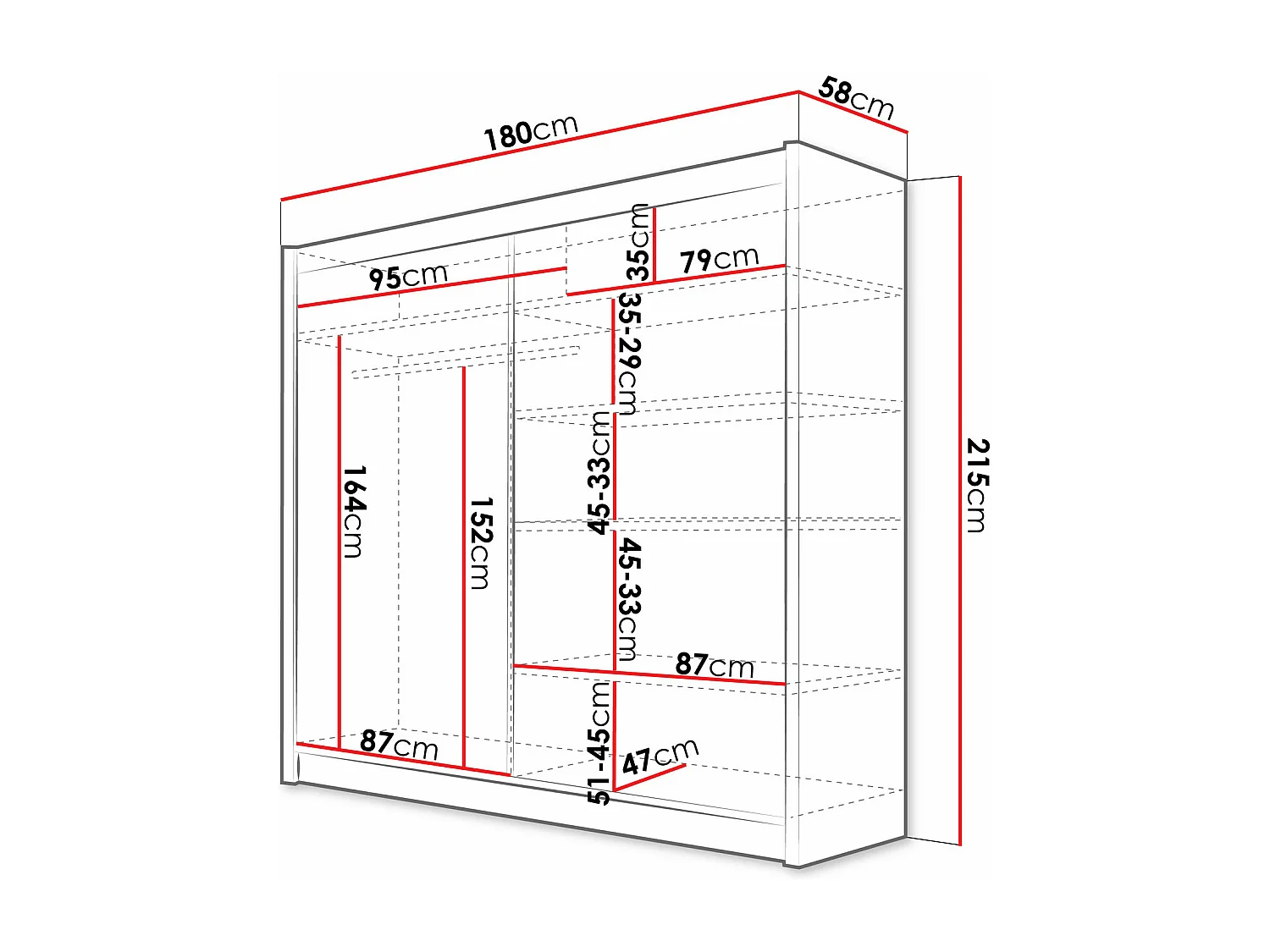 Guardaroba Closico 124, Cachemire, 215x180x57cm, Porte guardaroba: Scorrevoli