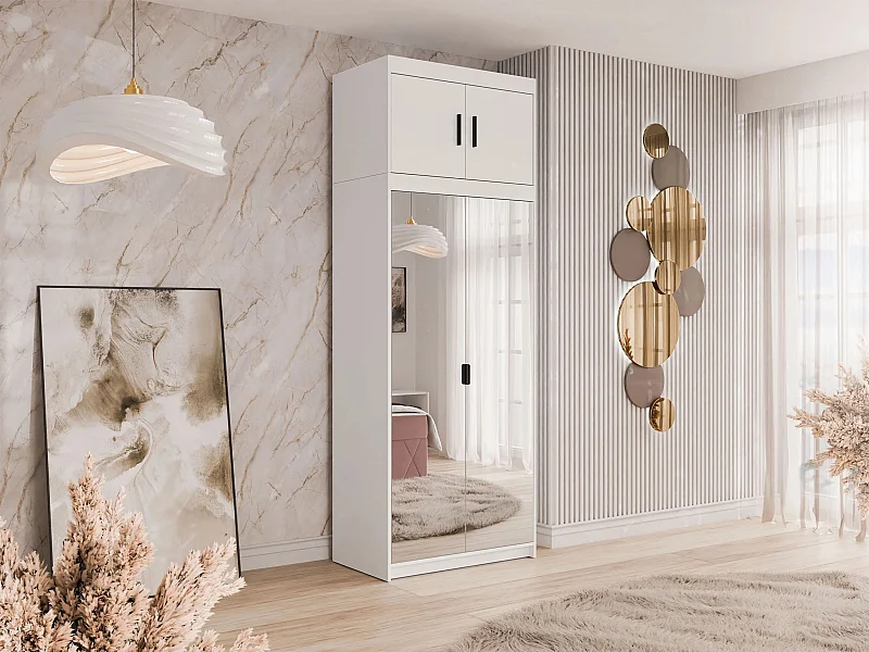 Armoire Novduni 119, Blanc, 246x90x53cm, Portes d'armoire: Avec des charnières