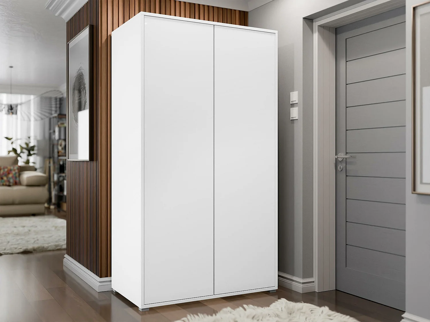 Armario Comfivo Fersoe 113, Blanco, 178x100x59cm, Puertas de armario: Con bisagras