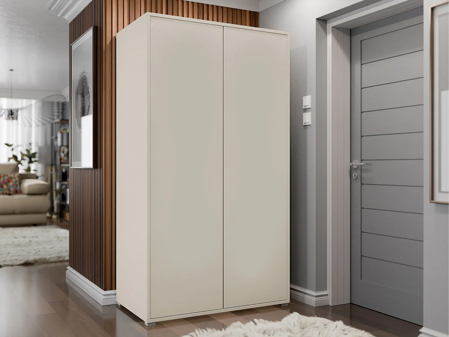 Armario Comfivo Fersoe 113, Cachemira, 178x100x59cm, Puertas de armario: Con bisagras