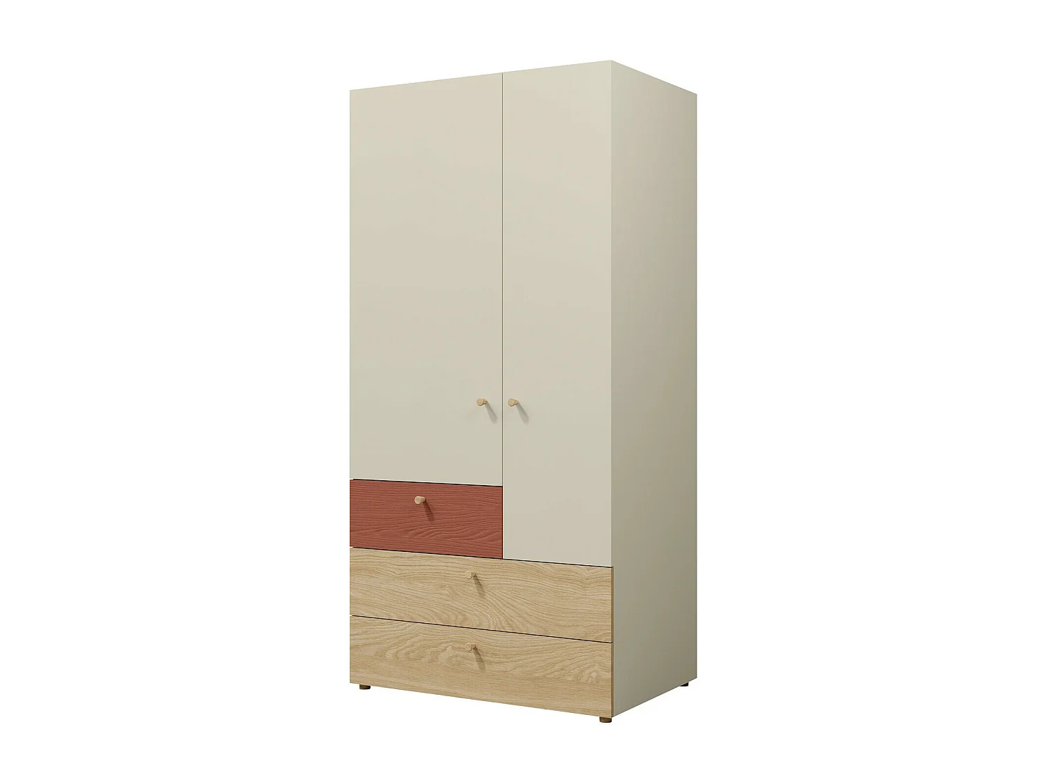 Armoire Domcali 101, Chêne|Coral|Beige, 185x90x60cm